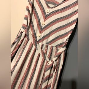 Red White and Blue Striped Button Tank Dress
